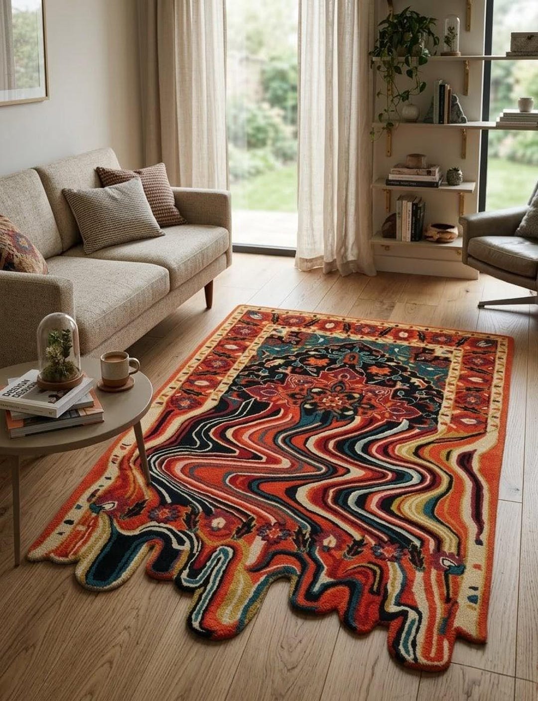 Hand Tufted Abstract Wool Area Rug | Colorful Artistic Carpet for ...