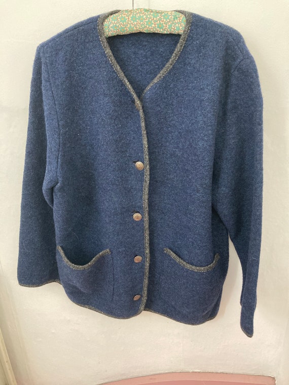 Vintage boiled wool LL Bean navy jacket sizeL - image 1