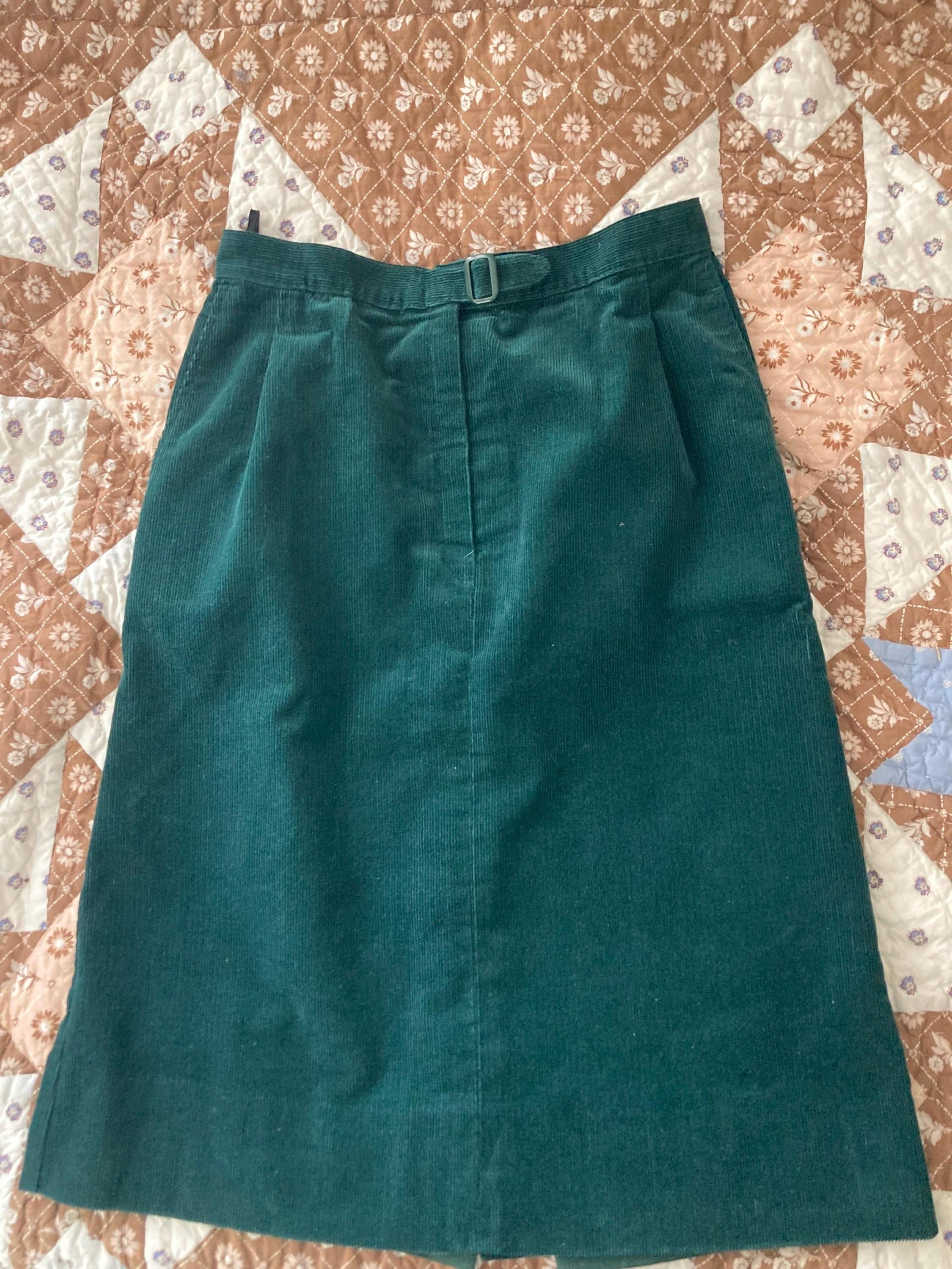 vintage dark green skirt size s 1970s