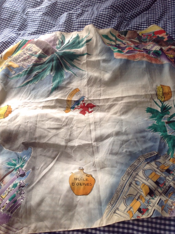 Vintage 1950s scenic scarf
