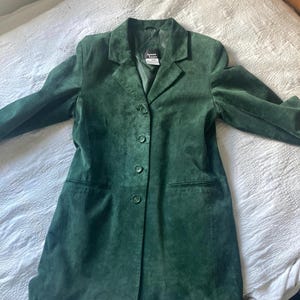 vintage 1990s bottle green soft suede jacket size s