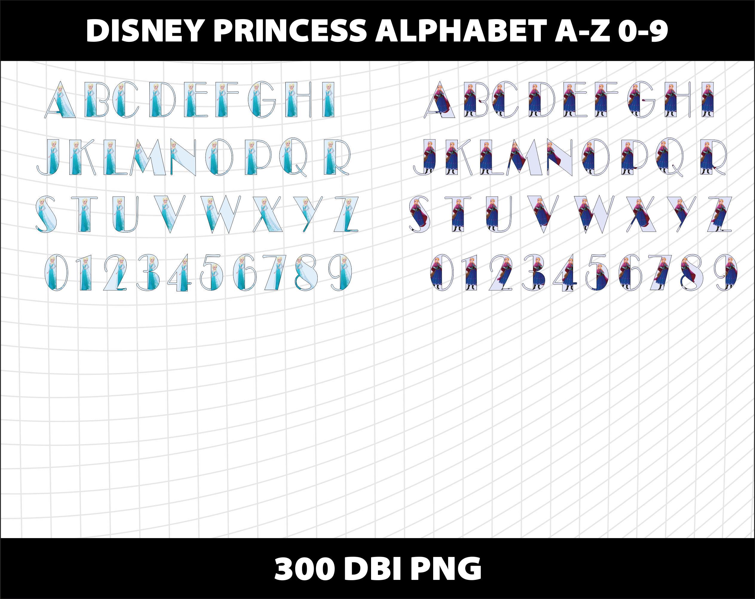 Princess Script Alphabet Princess Alphabet Letters Cliparts Bundle Png Sublimation DTF Font ...