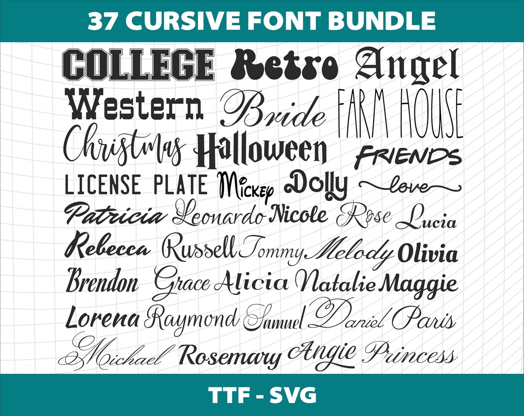 Font Files Font Bundle 37 Font Cricut Cutting Varsity Christmas College Friends ...