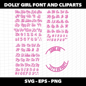 Dolly Font Clipart Letras Do Alfabeto Svg Png Menina Fonte Cricut Mega Bundle Sublimação Design Baixar Arquivo Digital