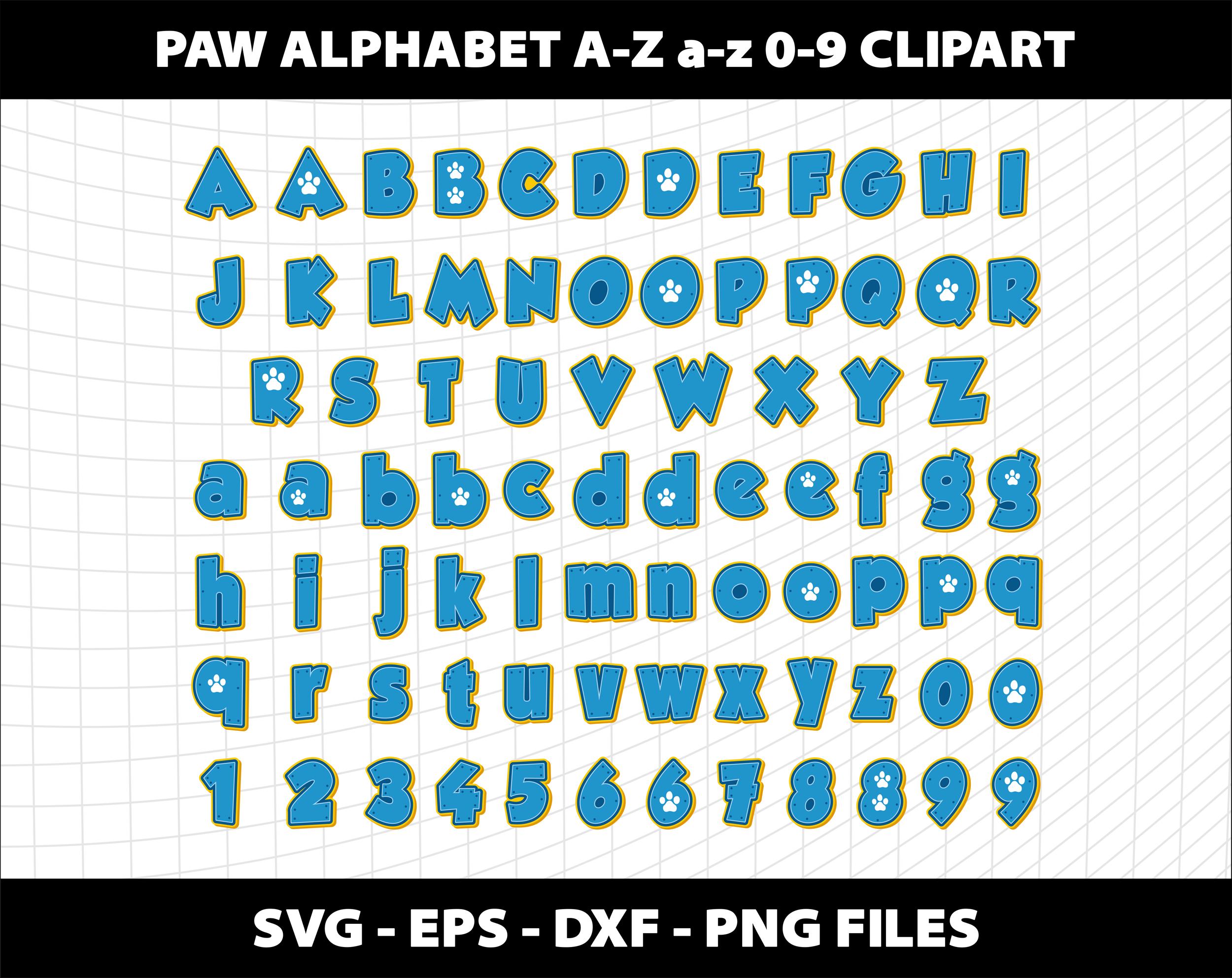 Paw Dog Font Letters Alphabet Svg Cliparts Cricut Cutting Silhouette ...