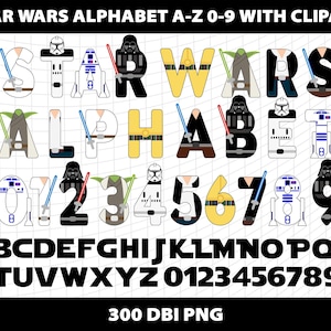 Star Wars Doodle Alfabet Letters Cliparts Lettertype Png Letters Nummer Verjaardag Ontwerp Download digitaal bestand Sublimatie Ontwerp Afdrukbaar