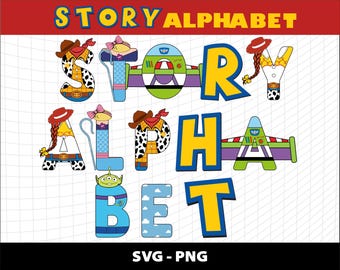 Doodle Alphabet Letters Cliparts Toy Story Font Svg  Png Number Birthday Party Download Digital File  Design Printable Sublimation 1 2 3 4 5