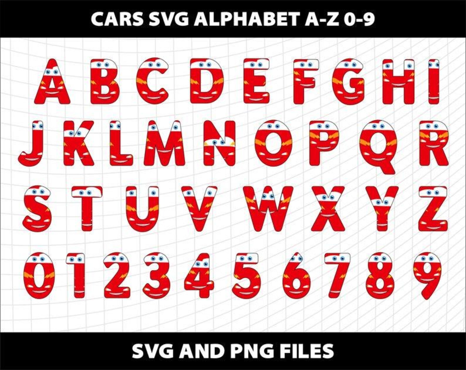 Cars Alphabet Letters Clipart Font Svg Png Number Birthday Party Design ...