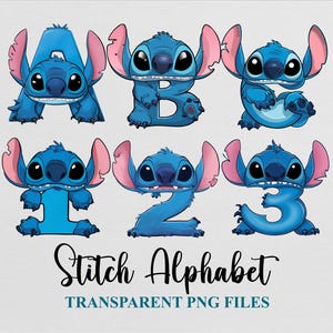 Stitch Alphabet Letters Font Cliparts Png Aniversário Números PartyTemplate Bundle Design Download Arquivo Digital