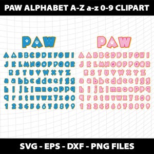 Paw Dog Font Letters Alphabet Svg Cliparts Cricut Cutting Silhouette Paw Font Dog Template Download Digital File Printing