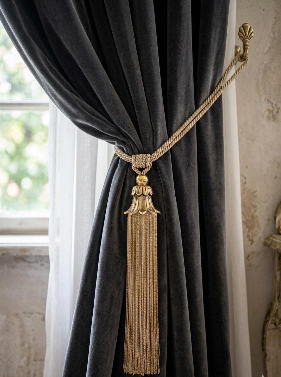 Elegant Rope Curtain Holder: Elegant Tassel Drapery Tie Back (2 Pcs Set ...