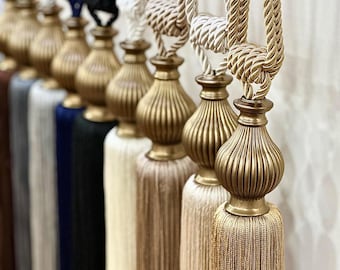 Bronze Tassel Curtain Tie Backs - Gold Curtain Decor (Set of 2)