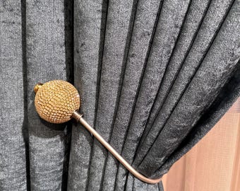 Swarovski Crystal Curtain Holdbacks: Brass & Iron Window Decor