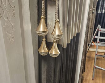 Lot 4 Embrasses Rideaux Bohème Macramé - Corde Chanvre Tressée, Attache Rideau Sans Perçage Style Vintage