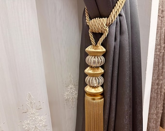 Luxury Gold Curtain Tieback Tassel Set: Elegant Drape Holdbacks