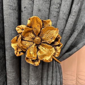 Gold Flower Curtain Tiebacks - Set of 2 - Elegant Home Decor