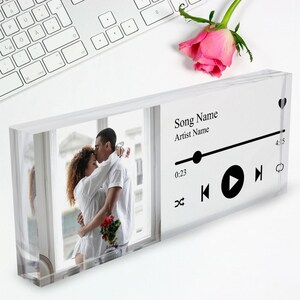 Placa musical personalizada, música em bloco de acrílico, presente de aniversário