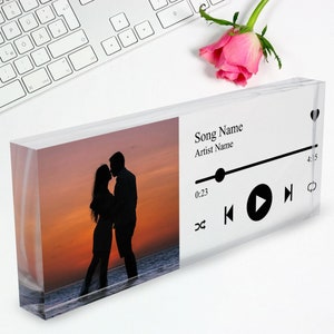 Bloco de placa de música personalizada, bloco de música em acrílico, presente personalizado para aniversário, presente de Natal, lançamento de lista de reprodução, presente para casais