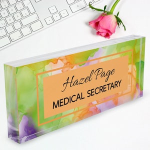 Personalized Acrylic Desk Name Plate: Custom Quote Office Decor