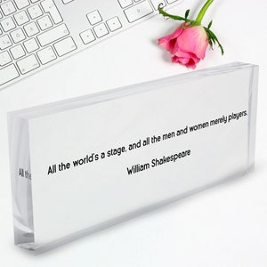 Custom Quote Acrylic Desk Name Plate: Personalized Office Decor