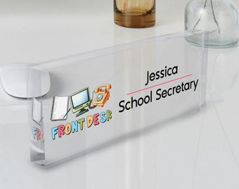 Schul Sekretärin Schreibtisch Namensschild, Schul Sekretärin Acrylblock, Schul Sekretärin Geschenk, Schulpersonal, personalisiertes Sekretär Schreibtisch Zeichen