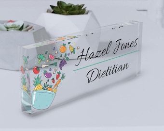 Dietitian Desk Name Plate, Nutritionist Gift, Custom Dietician Acrylic Block, Dietician Graduation Gift, Dietitian Desk Decor,Dietician Xmas