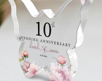 Custom 10th Anniversary Acrylic Butterfly Plaque: Keepsake Gift