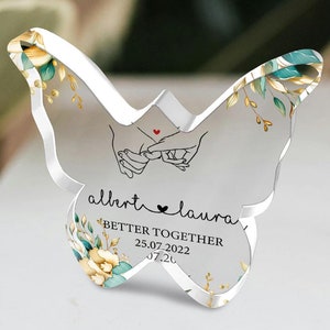 Personalized Acrylic Butterfly Plaque: Wedding Keepsake Gift
