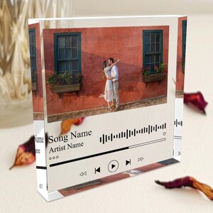 Custom Photo Music Song Plaque Block, Song on Acrylic Block, Personalized Gift for Anniversary, Christmas Gift, Playlist Release