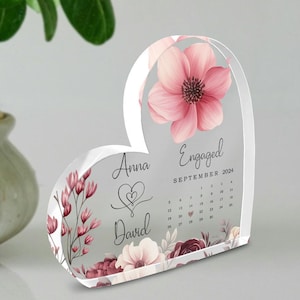 Personalized Engaged Gift, Married Calendar Acrylic Plaque, Wedding Gift for Couple, Married Plaque Gift for Couple, Wedding Keepsake Gift