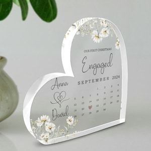 Personalized Acrylic Heart Calendar Plaque: Engagement Gift