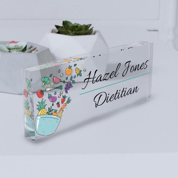 Dietitian Desk Name Plate, Nutritionist Gift, Custom Dietician Acrylic Block, Dietician Graduation Gift, Dietitian Desk Decor,Dietician Xmas