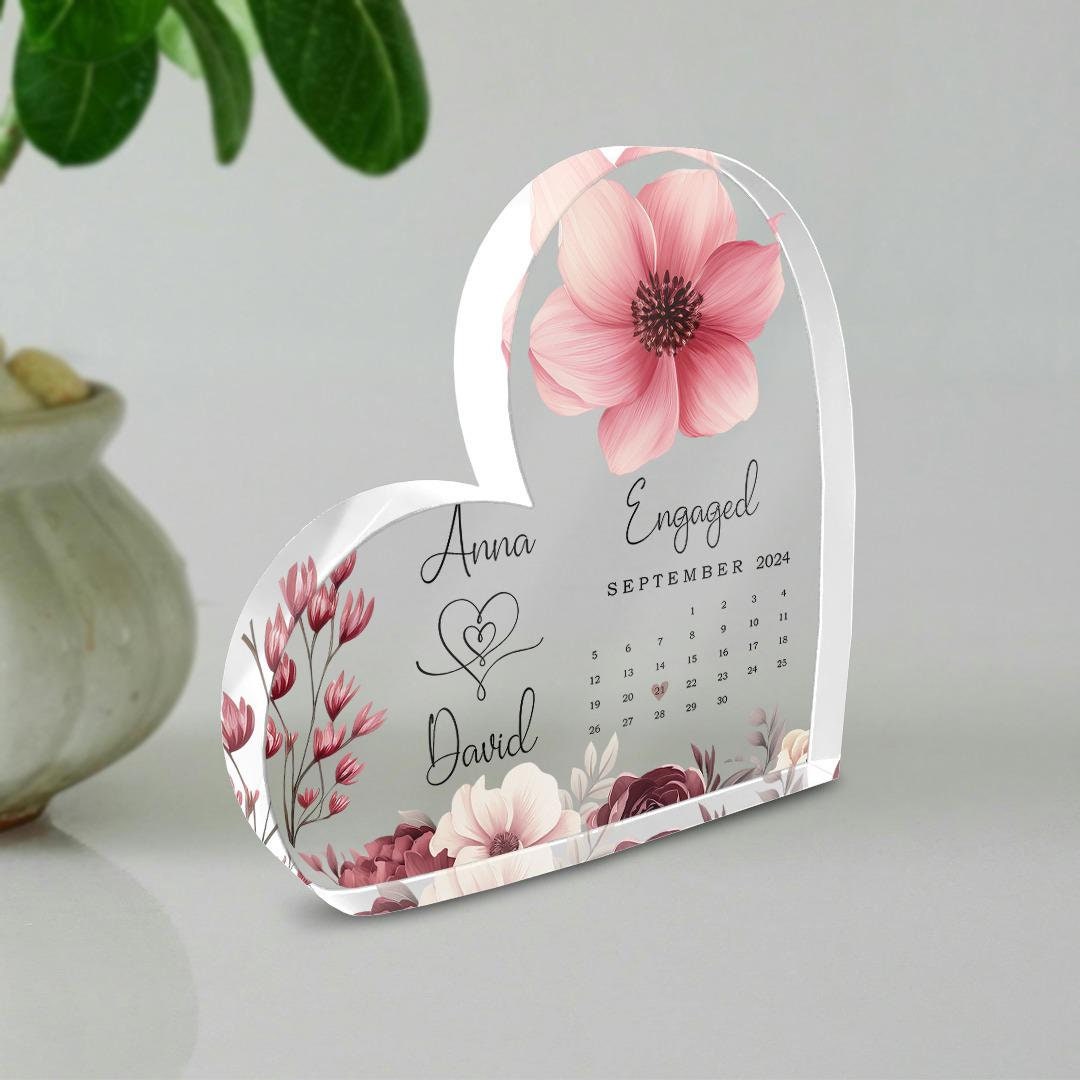 Personalized Engaged Gift, Married Calendar Acrylic Plaque, Wedding Gift for Couple, Married Plaque Gift for Couple, Wedding Keepsake Gift