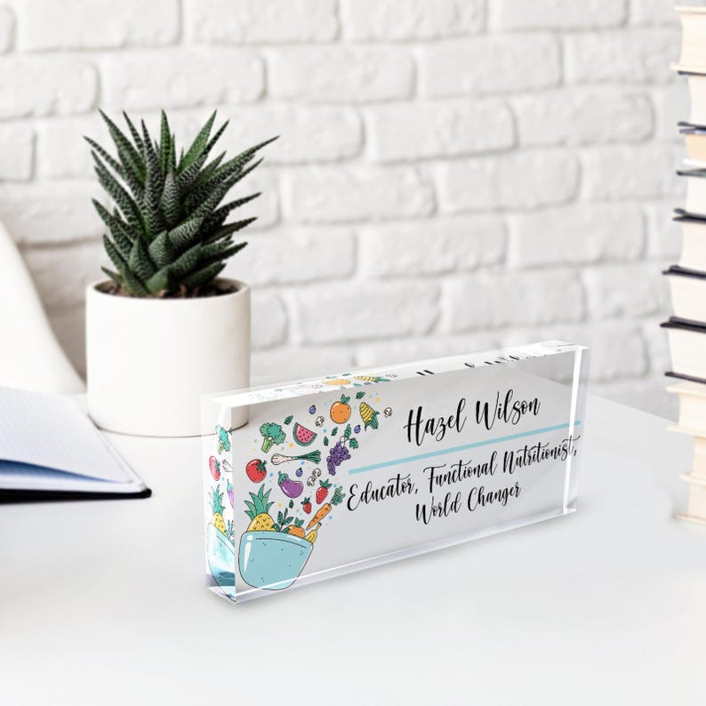 Dietitian Desk Name Plate, Nutritionist Gift, Custom Dietician Acrylic Block, Dietician Graduation Gift, Dietitian Desk Decor,Dietician Xmas image 2