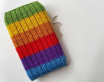 Hand Knit Apple Rainbow iPod Classic Cozy | Apple iPod Sock | Apple iPod Classic Cover | iPod Case - iSock Style