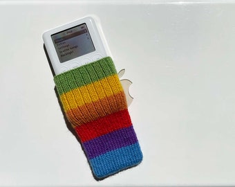 Hand Knit Apple Rainbow iPod Classic Cozy | Apple iPod Sock | Apple iPod Classic Cover | iPod Case - iSock Style