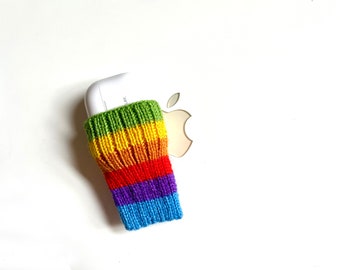 Airpods Pro Knitted Apple Rainbow Style Cozy | Apple Airpods Pro Sock | Apple Airpods Pro Cover