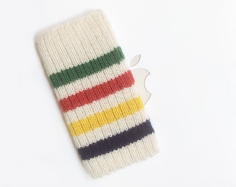 Hand Knit Apple iPod Classic Case | Apple iPod Cozy | Apple iPod Classic Cover | iPod Sleeve - Canada Hudson's Bay Style