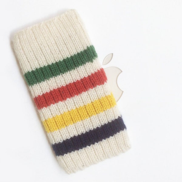 Hand Knit Apple iPod Classic Case | Apple iPod Cozy | Apple iPod Classic Cover | iPod Sleeve - Canada Hudson's Bay Style