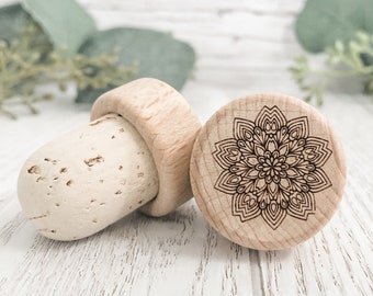 Mandala Wine Bottle Stopper Cork Custom Wine Stopper Personalized Wedding Favors Wine Cork Custom Wine Stopper Cork Stopper Handmade Gift