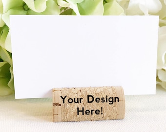 Personalized Wine Cork Place Card Holder, Cork Card Holder, Wine Cork Name Card Holder, Placecard Holder - Wine Themed Wedding - Your Design