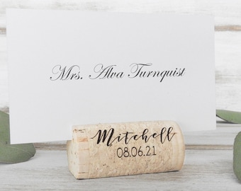 Wine Cork Place Card Holder Personalized Wine Corks Wine Cork Card Holder Wine Themed Wedding Vineyard Wedding Cork Escort Card Custom Corks