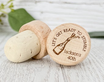 Let's Get Ready to Stumble Wine Bottle Stopper, Bachelorette Party Favor, Birthday Party Favor Wedding Shower Favor Custom Cork Wine Stopper