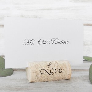 Wine Cork Escort Card Holder Custom Wine Cork Card Holder Personalized Wine Cork Name Card Holder Wine Themed Wedding Love image 1