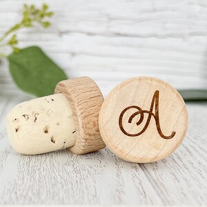 Monogram Wine Bottle Stopper Cork Wine Stopper Wedding Favor Custom Wine Cork Wooden Wine Bottle Wine Stopper Bridal Shower Favor Rustic