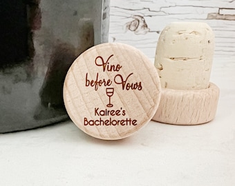 Vino Before Vows Wine Bottle Stopper Personalized Bachelorette party Favor Bachelorette Wine Themed Wedding Shower Vineyard Wedding Favor