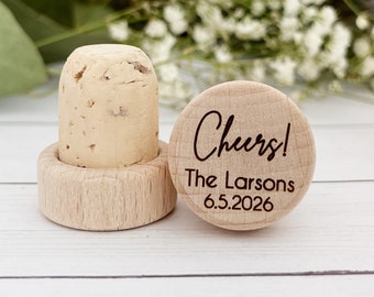 Cheers Personalized Wine Bottle Stopper, Bridal Shower Wedding Shower Favor, Cork Bottle Stopper Custom Wine Stopper Wedding Favor Wine Cork