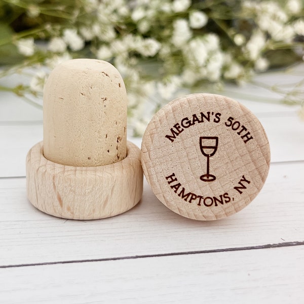 Personalized Wine Bottle Stopper Cork Birthday Favor Custom Wine Cork Engraved Wooden Wine Bottle Wine Stopper Wedding Favor Bachelorette