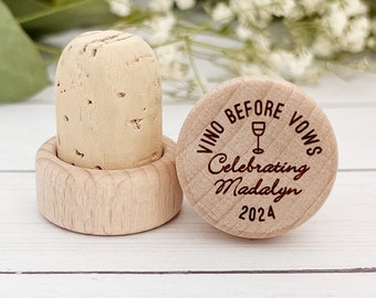 Vino Before Vows Personalized Wine Bottle Stopper, Cork Bottle Stopper, Custom Wine Stopper Bachelorette Favors, Bachelorette Party Favors