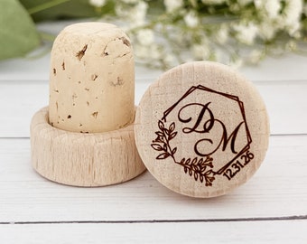 Personalized Wine Bottle Stopper Bridal Shower Wedding Shower Favor Cork Bottle Stopper Custom Wine Stopper Wedding Favor Engraved Wine Cork